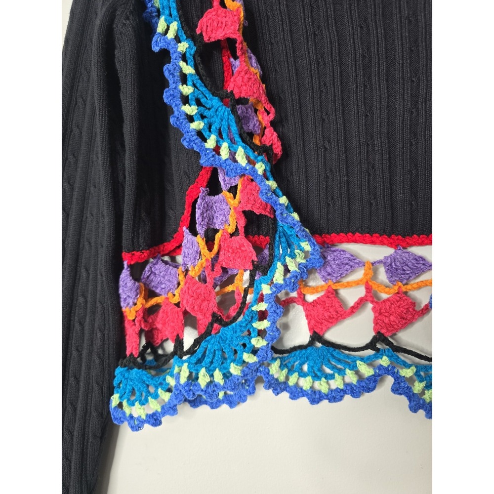 Vintage Michael Simon Rainbow Crochet Open Cardigan Y2K Rare - Picture 5 of 8